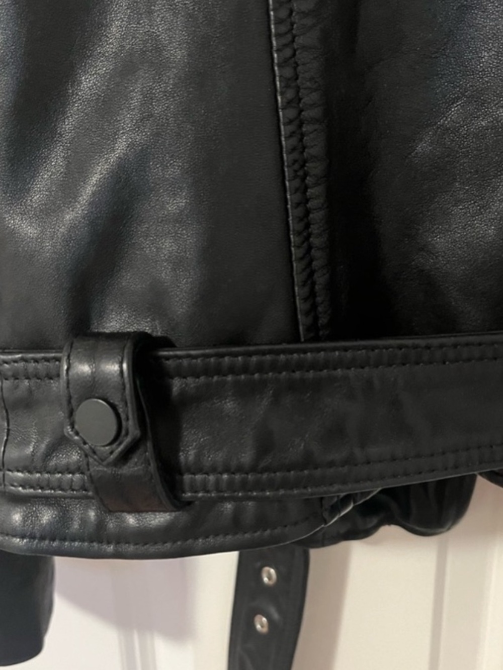 AllSaints Black Leather Biker Jacket 2 in 1 - Picture 4 of 14